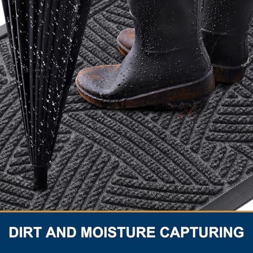Smiry Front Door Mat Outside Entrance, Low Profile Rubber Doormat - Image 3