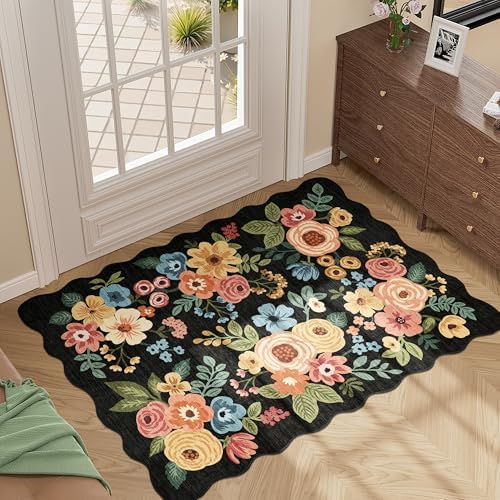 DUKINO 2x3 Rugs for Entryway, Floral Door Mat Washable Kitchen Rugs - Image 3