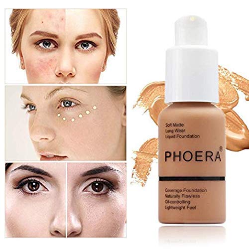 PHOERA Foundation, Flawless Soft Matte Liquid Foundation Makeup for Women.(108# Tan)