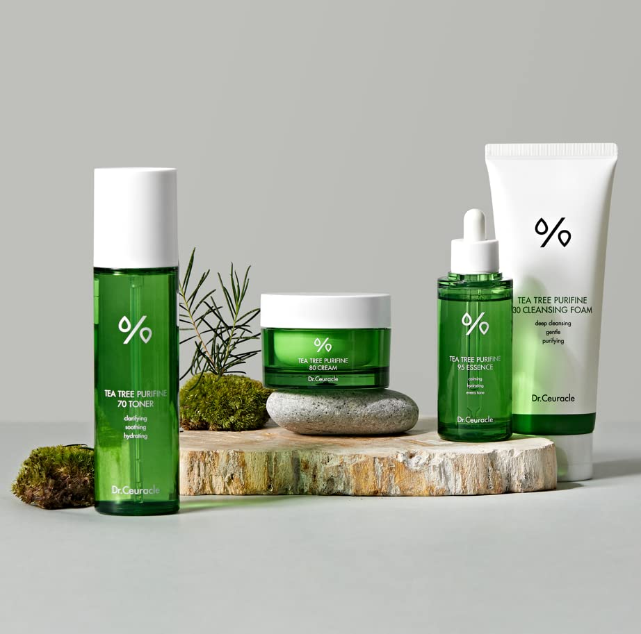 Dr.Ceuracle by leegeehaam Tea Tree Purifine Cleansing Foam (150ml / 5.07 fl. oz.) - Gel to Foam Mild Soothing Daily Cleanser with Fine Bubbles, Sebum Reducing and Hydrating for Sensitive Skin