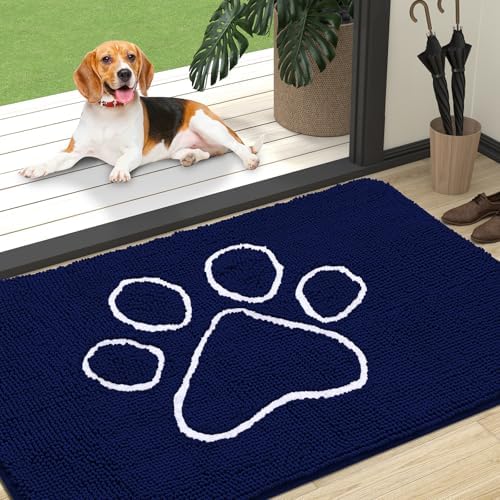 OLANLY Dog Door Mat for Muddy Paws 47x32, Paw Print Design Chenille Mud Mat by OLANLY