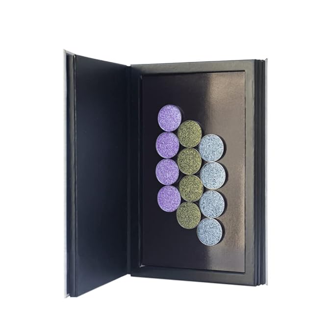 Strong 4-layers Empty magnetic palette book palette（White wood grain）+1pcs Makeup Depotting Spatula+50pcs Round Metal Stickers+50pcs Square Metal Stickers