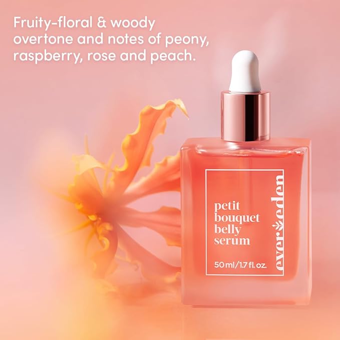 Evereden Petit Bouquet Belly Serum, 1.7 fl oz. | Clean & Vegan Women's Belly Oil for Pregnancy and Postpartum Maternity Skincare | Non-Toxic Stretch Mark Oil