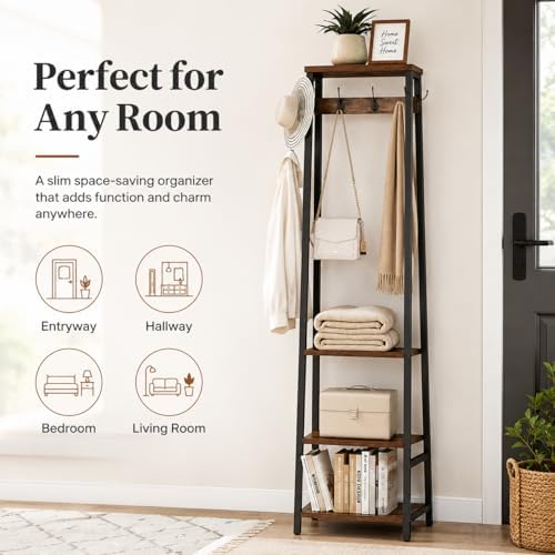Coat Rack Freestanding with 3 Shelves and 7 Hooks - Image 5
