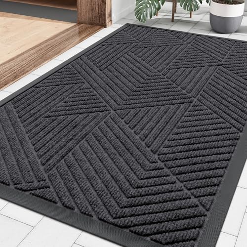Smiry Front Door Mat Outside Entrance, Low Profile Rubber Doormat by Smiry