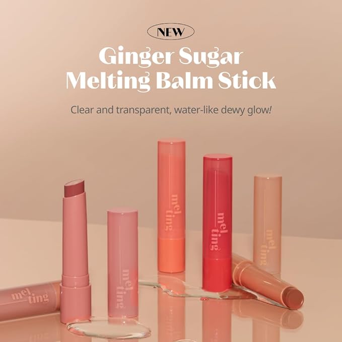 ETUDE Ginger Sugar Melting Balm Stick 04 Peanut Butter | Tinted Moisturizing Lip balm | Natural Ingredients Hydrate Ginger, Sugar, Shea Butter Moisturizing Relaxing Effect | K-Beauty
