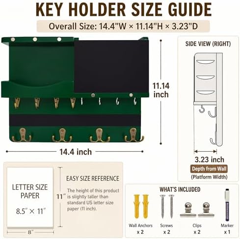 Key Holder Wall Mount with Shelf, Key Hooks - Image 2