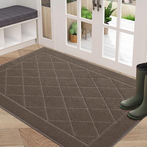 BEQHAUSE Dirt Trapper Door Mat 32" x 48", Doormat Non-Slip, Light Brown by BEQHAUSE