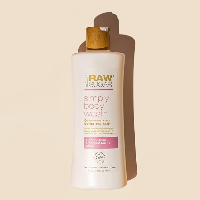 Raw Sugar Beach Rose + Coconut Milk + Shea Body Love Bundle - Sensitive Skin Body Wash, Body Scrub & Deodorant, Clean Ingredients, Formulated without Sulfates and Parabens