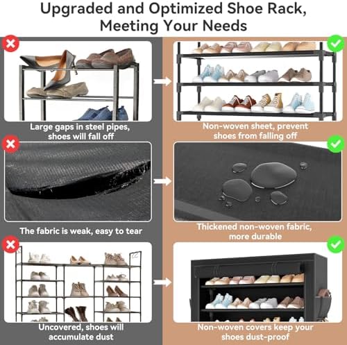 LANTEFUL Shoe Rack with Covers 5 Tier Tall Shoe Rack Organizer Large Capacity - Image 7