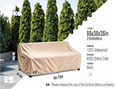 3-Seater Outdoor Sofa Cover, 85Wx38Dx35H inches Outdoor Furniture Covers - Image 2