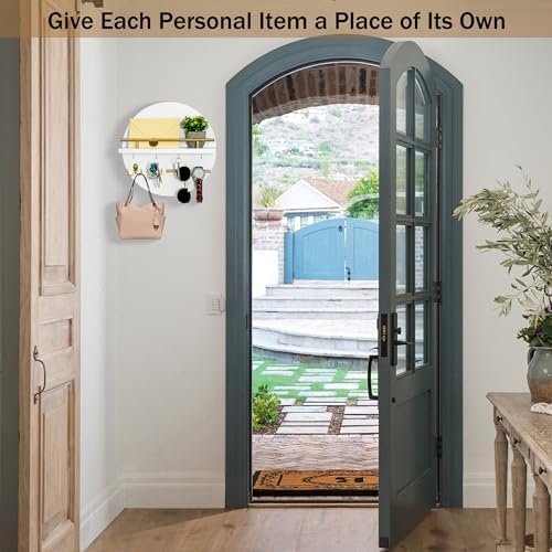 Key Holder Wall Mount with Shelf and Hooks, Mail Organizer - Image 4