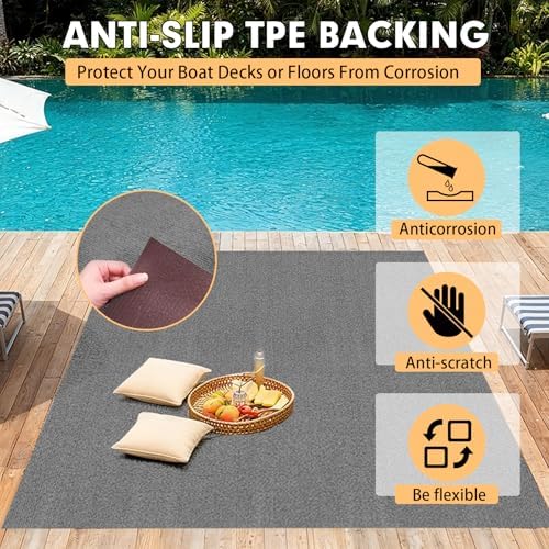 Grefinity Marine Carpet, 5 FT x 20 FT Smoke Gray Indoor Outdoor Carpet - Image 5
