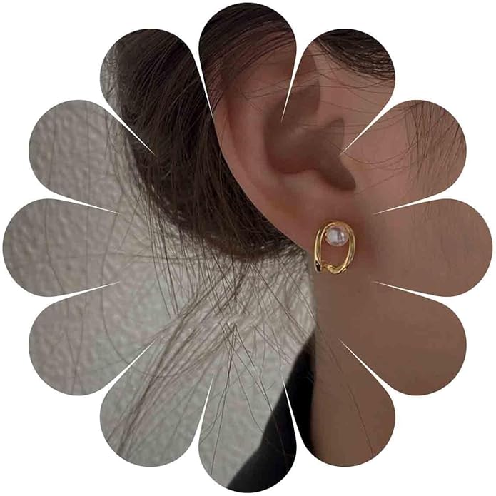 Vintage Pearl Claw Earrings Pearl Claw Stud Earrings Gold Circle Earrings Minimal Pearl Earrings Jewelry for Women
