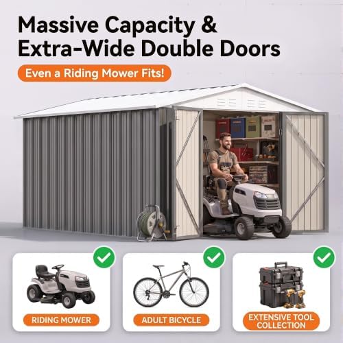 Devoko 8x10 FT Outdoor Storage Shed, Metal Tool Shed - Image 4