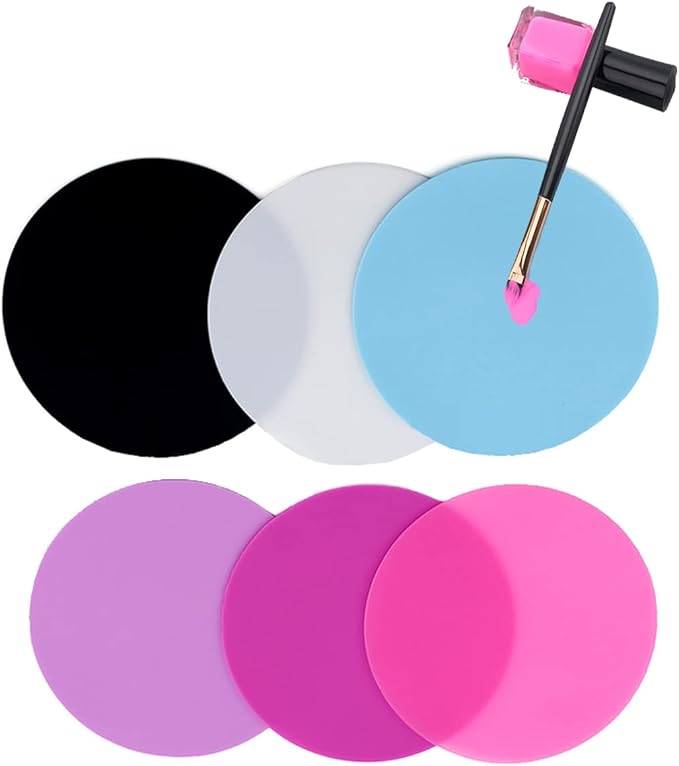 8 Sheets Silicone Round Shape Nail Art Painting Gel Palette Nail Polish Mixing Plate Foundation Lipstick Palette Cosmetic Palette Paint Drawing Color Dish Manicure Nail DIY Tool