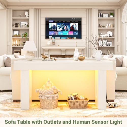 Unikito 63" Console Table with Sensor Light & AC Outlets with USB-C Ports - Image 4