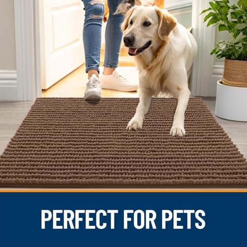 OLANLY Dog Door Mat for Muddy Paws 40x32, Extra Absorbent Chenille Mud Mat - Image 6