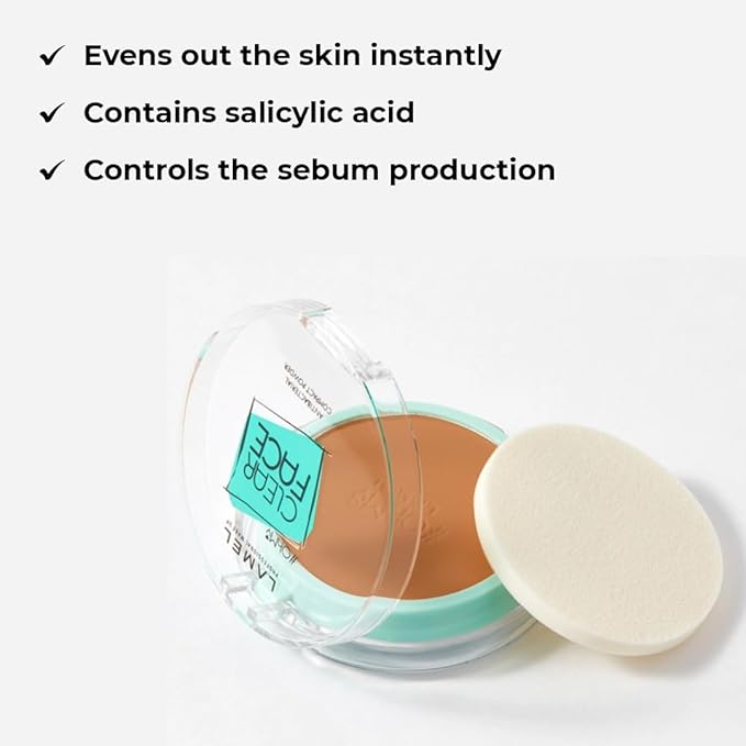 Lamel OhMy Clear Face Powder - Light Natural Coverage & Suet Control - Cruelty Free - Warm Beige N.407