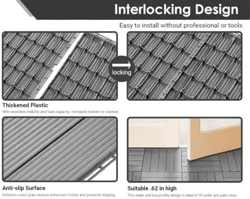PrimeZone 108 PCS Plastic Interlocking Patio Deck Tiles Outdoor All Weather - Image 3