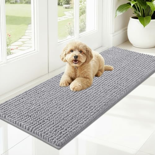 OLANLY Dog Door Mat for Muddy Paws 47x17, Extra Absorbent Chenille Mud Mat by OLANLY
