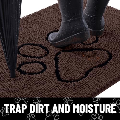 Smiry Dog Door Mat for Muddy Paws, Absorbent Non Slip Dirt Trapper - Image 2