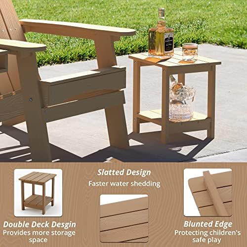 LUE BONA Outdoor Side Table, 2-Tier HDPS Small Patio Table - Image 5