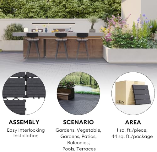 44 Pack Plastic Interlocking Patio Deck Tiles Waterproof All Weather - Image 3