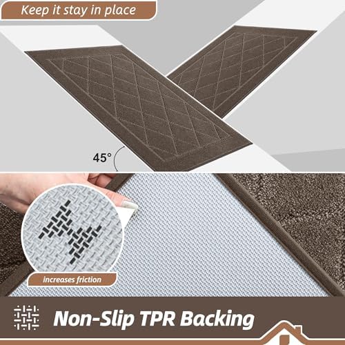 BEQHAUSE Dirt Trapper Door Mat 32" x 72", Doormat Non-Slip, Light Brown - Image 5