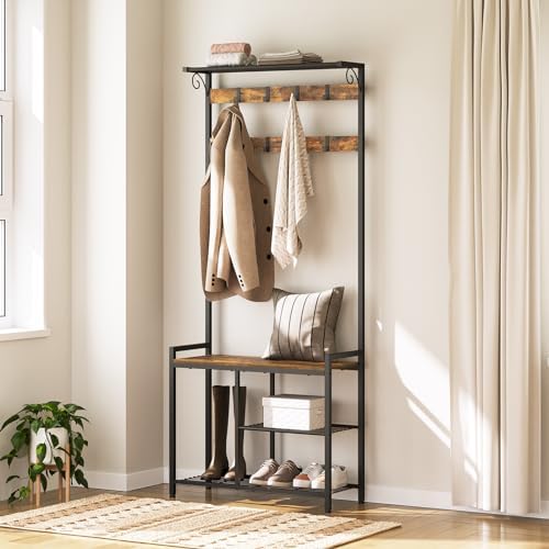 YATINEY Coat Rack Shoe Bench, 4-in-1 Hall Tree - Image 2