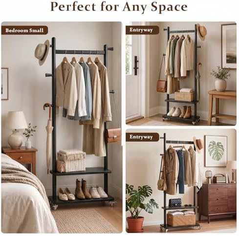 Taitiy Coat Rack Freestanding Solid Wood Clothes Rack - Image 6