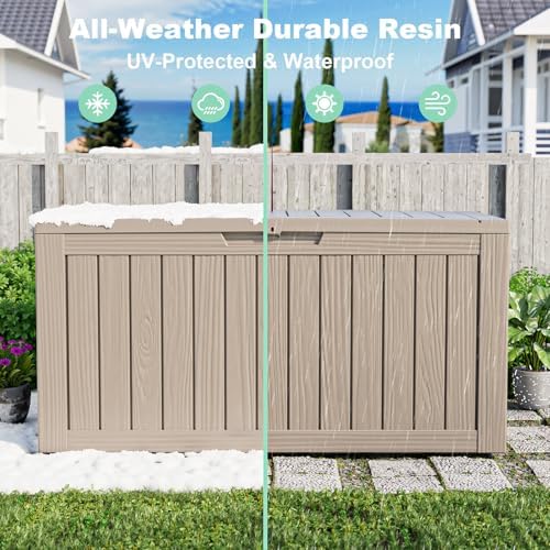 DRATO 85 Gallon Outdoor Storage Box Waterproof, Lockable Resin Deck Box - Image 5