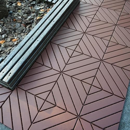 Plastic Interlocking Deck Tiles 12"x12" Waterproof Outdoor Patio Flooring PP by WONSHREE
