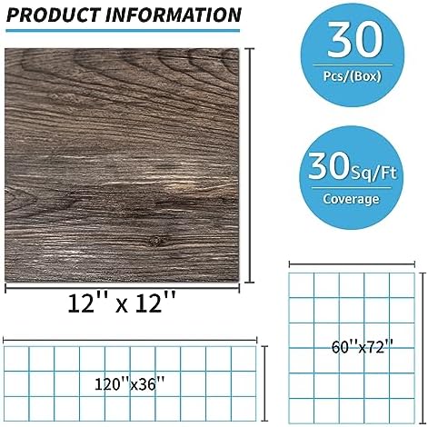 Art3d 30-Pack Peel and Stick Floor Tiles, Dark Brown Oak - Image 6
