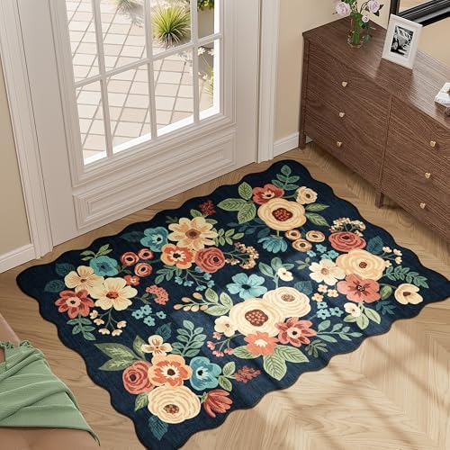 DUKINO 2x3 Rug for Entryway, Floral Door Mat Washable Rug - Image 3