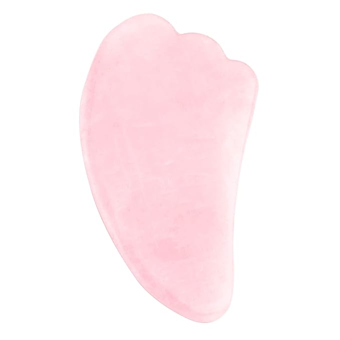 Jovivi Natural Rose Quartz Stone Gua Sha Scraping Massage Tool, Wing-shape Healing Crystal Guasha Board Facial Massager Traditional Scraper Tool