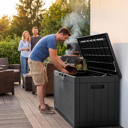 Flamaker Outdoor Storage Box 100 Gallon Waterproof Resin Deck Box - Image 5