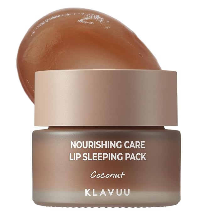 Klavuu Nourishing Care Lip Sleeping Pack - Lip Mask for Exfoliating & Nourishing Lip Treatment Balm for Dry Lips - Natural Moisturizing Lip Oil with - Lip Balm to Repair & Protect Lips 0.7oz (Coconut)