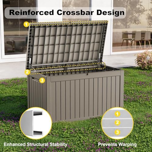280 Gallon Waterproof Outdoor Storage Box, UV Resistant Resin Deck Box - Image 4