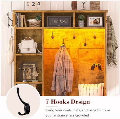 CSZZD Hall Tree with Bench and Shoe Storage, Farmhouse Entryway Bench with Coat - Image 6