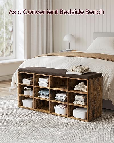 VASAGLE Shoe Bench with Cushion, 12 Compartments, 11.9 x 40.9 x 18.9 Inches - Image 4