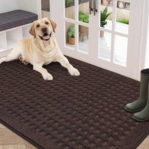 BEQHAUSE Dirt Trapper Door Mats 36"x60", Non Slip Washable, Dark Brown by BEQHAUSE