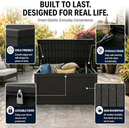 LAUSAINT HOME 320 Gallon Resin Deck Box, Package Delivery Box - Image 3