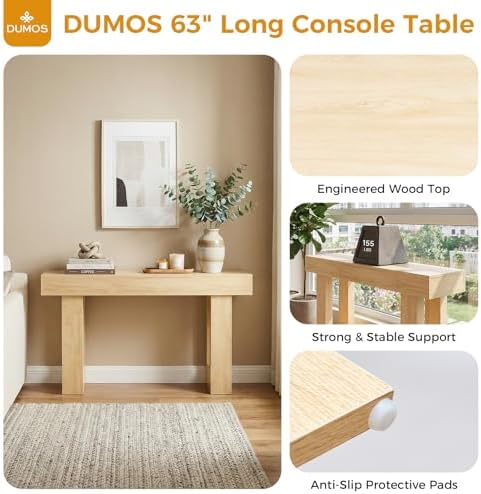 DUMOS 63" Long Narrow Farmhouse Console Table - Image 3