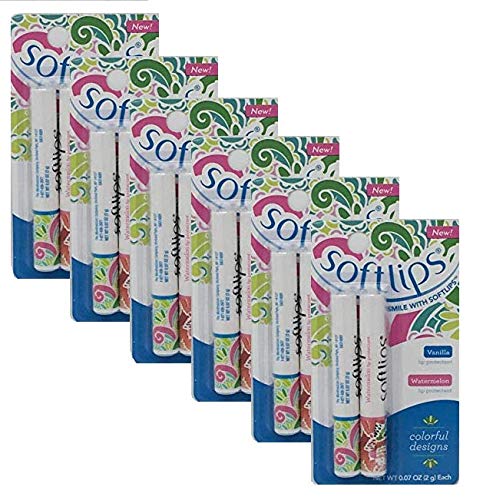 SoftLips Vanilla and Watermelon Combo Pack Lip Protectant SPF 20! Lip Balm Moisturizer and Conditioner! (6 Pack)