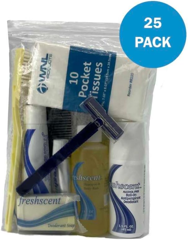 WNL Products 1400-25PACK Adult Comfort Kit, Premium Essential Personal Hygiene Supplies, 25 Pack