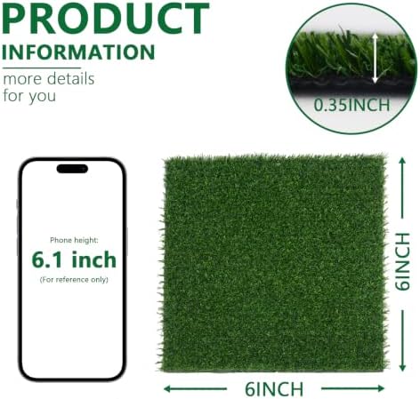 Artificial Grass Mat 6x6 Inch Faux Grass Square Mat 12Pack - Image 2