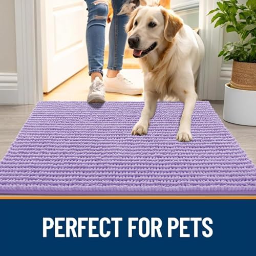 OLANLY Dog Door Mat for Muddy Paws 47x20, Extra Absorbent Chenille Mud Mat - Image 6