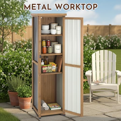 Ketive Tall Narrow Outdoor Storage Cabinet, 3 Adjustable Shelves - Image 6
