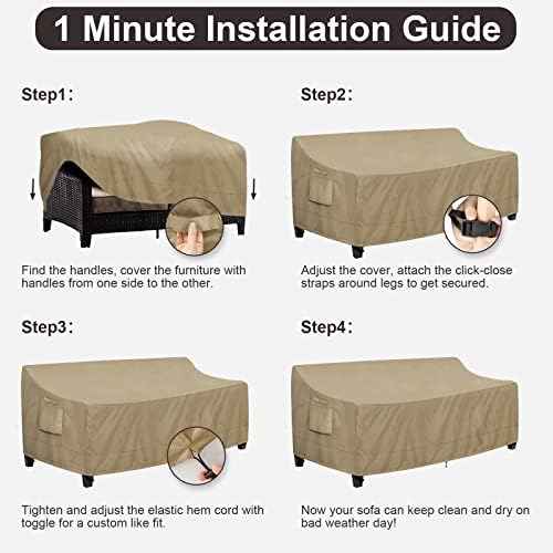 PureFit Outdoor Couch Cover Waterproof Patio Sofa Furniture Covers 3-Seater - Image 7